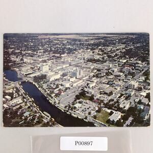 Air View Downtown Fort Lauderdale Florida 1950s Postcard Cityscape 1956 FL PC